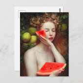 Godin met Briefkaart van Watermeloen (Voorkant / Achterkant)