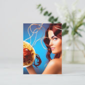 Godin met een Bord van spaghetti en gehaktballen Briefkaart (Staand voorkant)