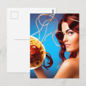 Godin met een Bord van spaghetti en gehaktballen Briefkaart (Voorkant / Achterkant)