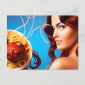 Godin met een Bord van spaghetti en gehaktballen P Briefkaart (Voorkant)