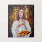 Godin met een bord vol poutine AI art Legpuzzel (Verticaal)