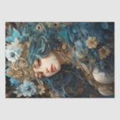 Godin met Peacock hoofdtooi Art Nouveau Tissuepapier (Voorkant)