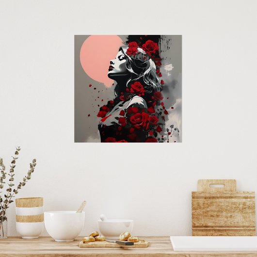 Godin met rode rozen poster (Keuken)