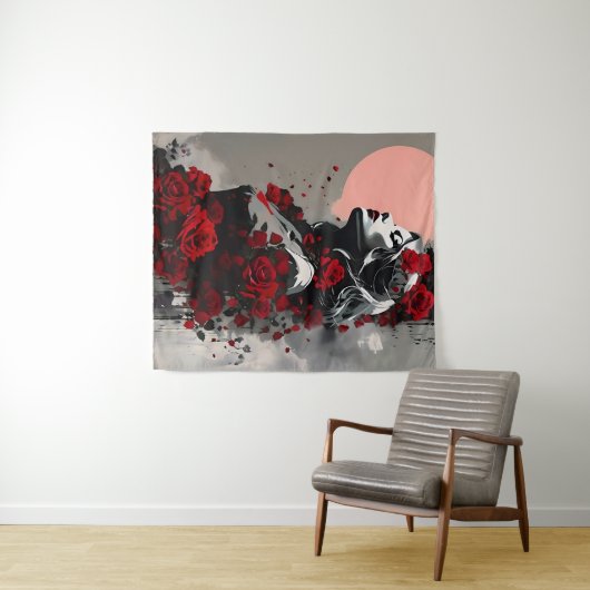 Godin met rode rozen wandkleed (In Situ (horizontaal))