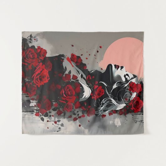 Godin met rode rozen wandkleed (Voorkant (horizontaal))