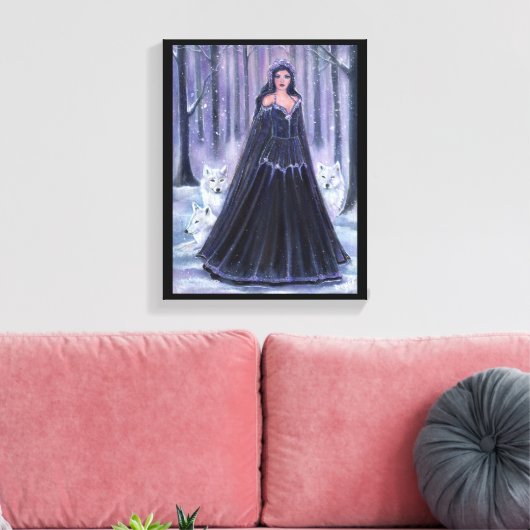 Godin met wolven van Renee Lavoie Canvas Afdruk (Insitu (Woonkamer))