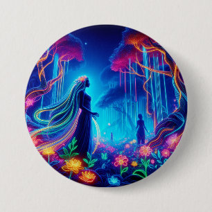 Godin Neon Bos van Licht Fantasie sprookjeskunst Ronde Button 7,6 Cm