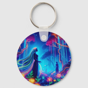 Godin Neon Bos van Licht Fantasie sprookjeskunst Sleutelhanger