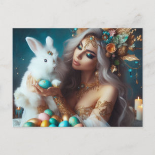 Godin Ostara met de paashaas Feestdagenkaart