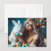 Godin Ostara met de paashaas Feestdagenkaart (Voorkant / Achterkant)