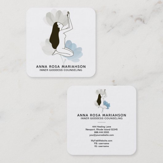 *~* Godin Praying Sacred Floral pasta Vierkante Visitekaartje (Voorkant / Achterkant)