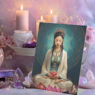 Godin Quan Yin Hoge Frequentie Portret Schilderij Reclamebord Met Voetstuk