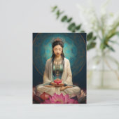 Godin Quan Yin Hoogfrequent Portretschildering Briefkaart (Staand voorkant)