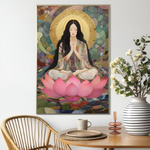 Godin Quan Yin Kunstprint: Abstract Mozaïek Lotus Poster