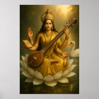 Godin Saraswati | De Goddelijke Muze van Kennis Poster