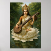 Godin Saraswati De goddelijke muze van kennis Poster (Voorkant)
