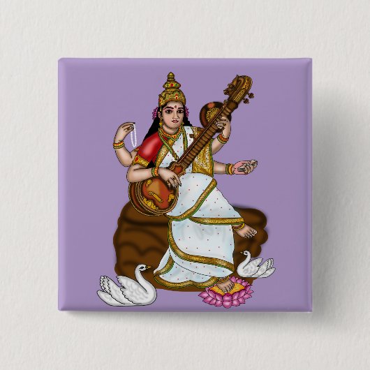 Godin Saraswati Knop Vierkante Button 5,1 Cm (Voorkant)