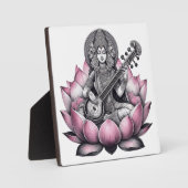 Godin Saraswati op Lotus Fotoplaat (Voorkant)