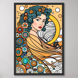 godin schilderij schepper diversiteit oceaan creat poster