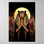 Godin Sekhmet: Egyptische Bloemen Donkere Fantasie Poster (Voorkant)