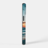 Godin silhouet met zonsondergang kust telefoonhoes iPhone 15 case (Rechterkant)