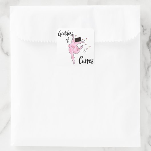 Godin van Curven! Vierkante Sticker (Tas)