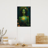 Godin van de Aarde - Natuur's Guardian Fantasy Art Poster (Keuken)