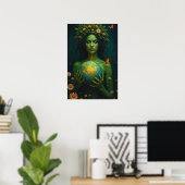 Godin van de Aarde - Natuur's Guardian Fantasy Art Poster (Thuiskantoor)