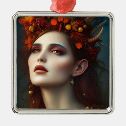 Godin van de Harvest Fantasy Keepomwille Metalen Ornament (Voorkant)