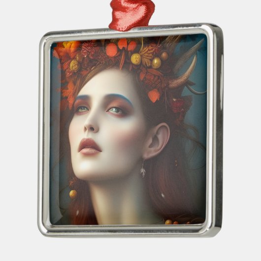 Godin van de Harvest Fantasy Keepomwille Metalen Ornament (Links)