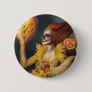 Godin van de herfst ronde button 5,7 cm