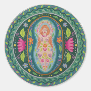 Godin van de lente Mandala Ronde Sticker