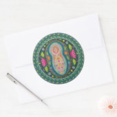 Godin van de lente Mandala Ronde Sticker (Envelop)