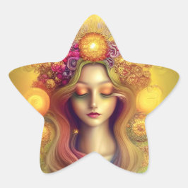 Godin van de zon ster sticker