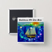 Godin van het Zee Vierkante Button 5,1 Cm (Voorkant /achterkant)