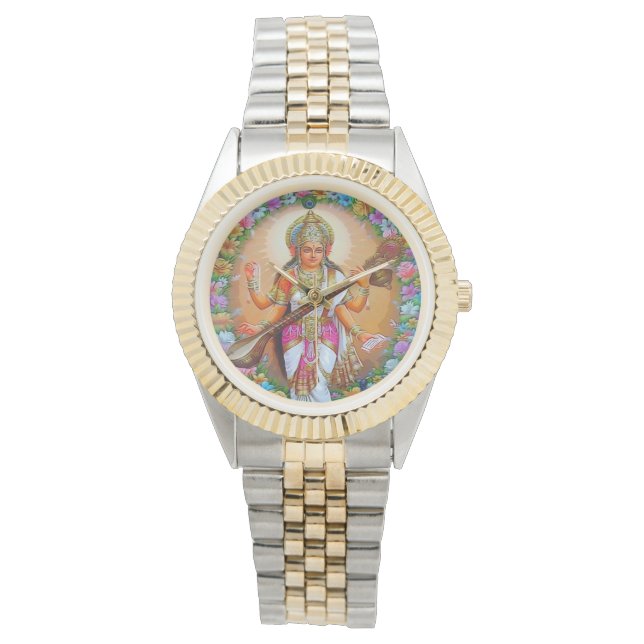Godin van Kennis Saraswati Hindu Goddelijkheid Horloge (Voorkant)