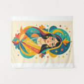 Godin van kleur: een Indiase bruids fantasie Wandkleed (Voorkant (horizontaal))