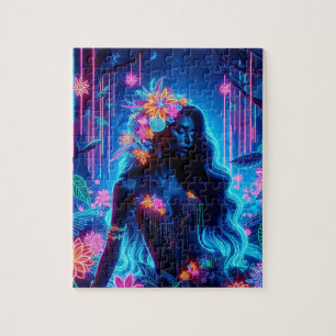 Godin Van Licht Neon gloed Bos fantasie kunst Legpuzzel