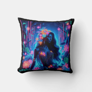 Godin van Licht Neon gloed Bos fantasy kunst Kussen