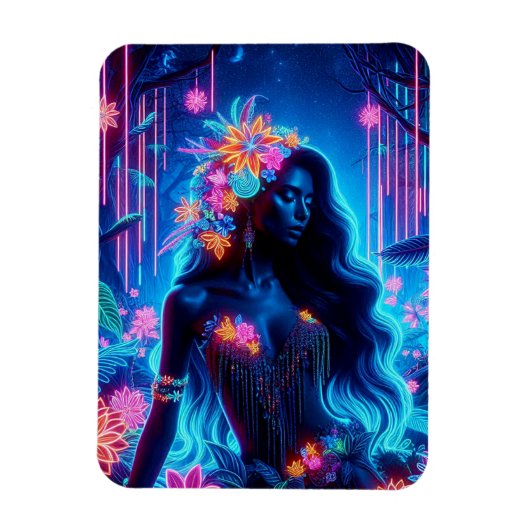 Godin van Licht Neon gloed Bos fantasy kunst Magneet (Verticaal)