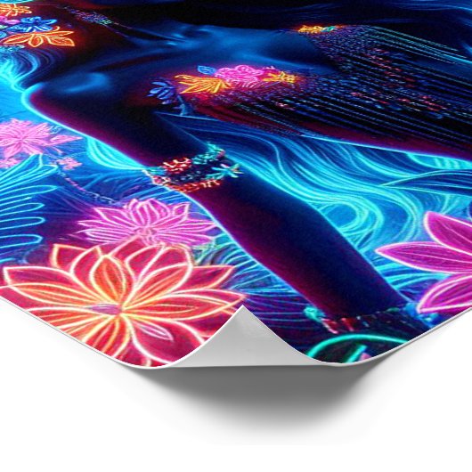 Godin van Licht Neon gloed Bos fantasy kunst Poster (Hoek)