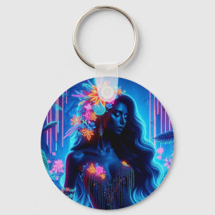 Godin van Licht Neon gloed Bos fantasy kunst Sleutelhanger