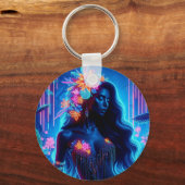 Godin van Licht Neon gloed Bos fantasy kunst Sleutelhanger (Voorkant)