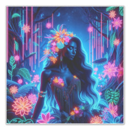 Godin van Licht Neon gloed Bos fantasy kunst Sticker