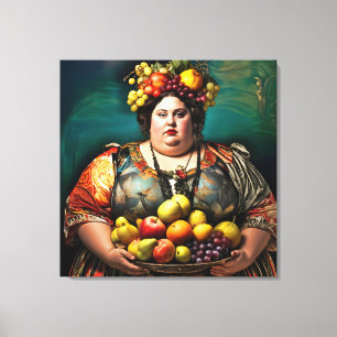 "Godin van Overdaad" Kleurrijk Portret Canvas Afdruk
