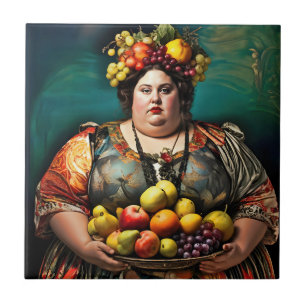 "Godin van Overdaad" Kleurrijk Portret     Tegeltje