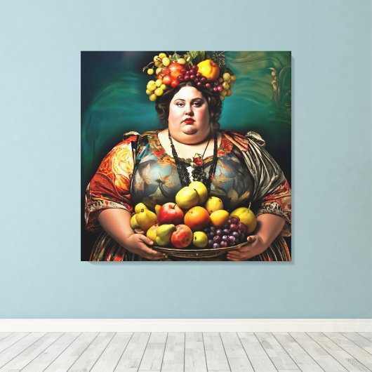 "Godin van Overindulgence" Kleurrijk Portret Canvas Afdruk (Insitu (Houten vloer))