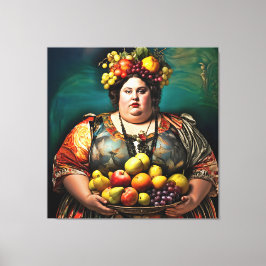"Godin van Overindulgence" Kleurrijk Portret Canvas Afdruk