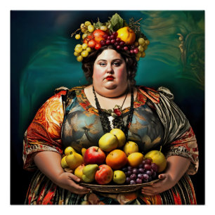 "Godin van Overindulgence" Kleurrijk Portret Perfect Poster