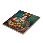 "Godin van Overindulgence" Kleurrijk Portret Tegeltje (Zijkant)